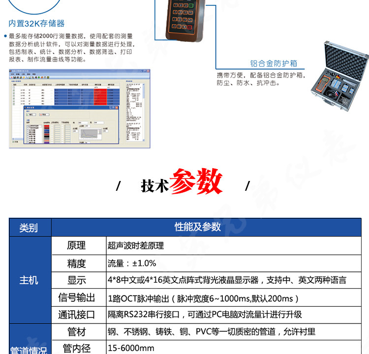 便携式手持式无断管测量超声波流量计流量巡检仪仪表生产厂家